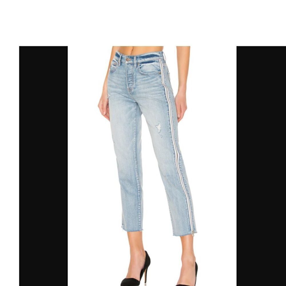 PISTOLA Charlie High Rise Button Fly Light Wash Raw Hem Zipper Jeans Size 24